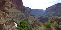 Thunder River erupting from a cliff in the Grand Canyon